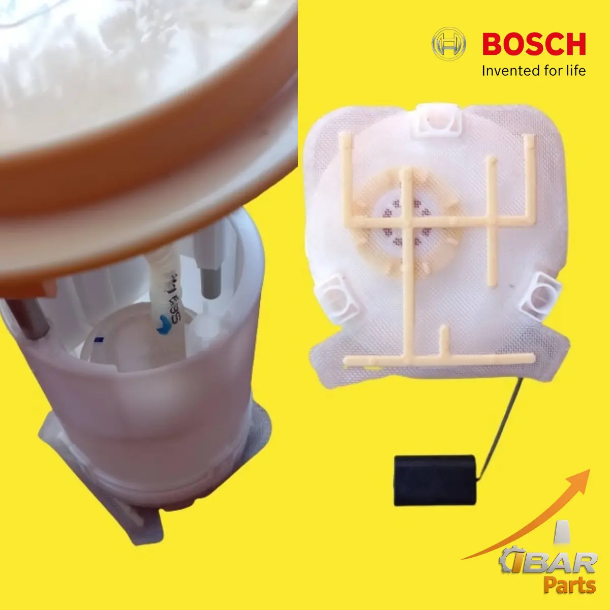 Pre-filtro de malla y flotante calibrado de la bomba Bosch para Partner Berlingo 1.6 HDi. Repuesto original.