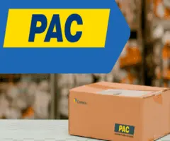 Logotipo oficial do serviço de envio PAC dos Correios para entregas econômicas em todo o Brasil.